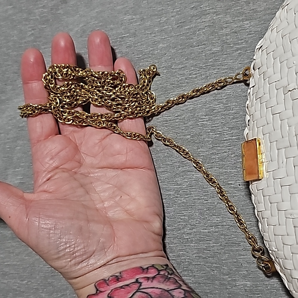 Vintage Willow White hard shell wicker purse clutch  Made in Hong Kong - Picture 7 of 16
